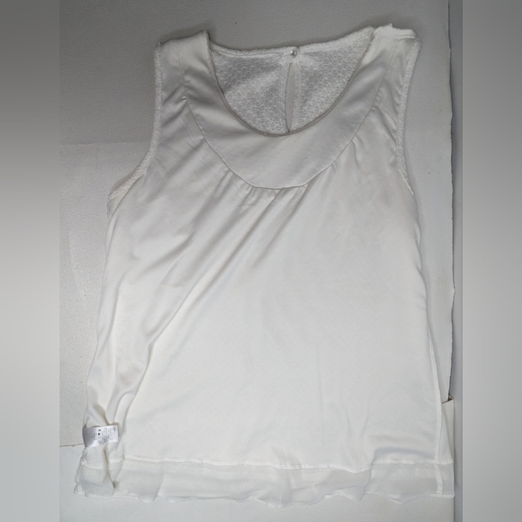 Studio Y White Knit Blouse Women's Sz XL sequin sleeveless lined Chiffon Y-1 - Picture 4 of 7